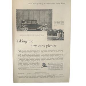 Vintage 1929 General Motors GM Proving Ground Ad Advertisement